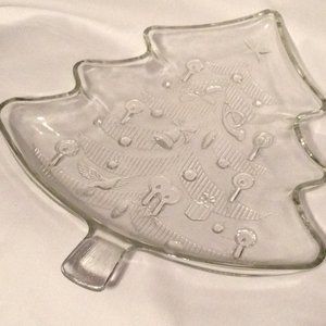Christmas Tree Clear Glass Crystal Platter